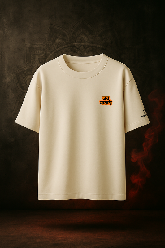 Shakti Glow Tee – जय मातादी + Durga Silhouette