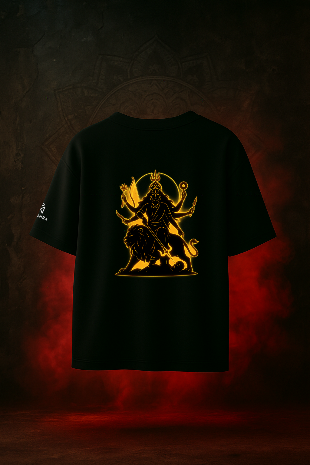 Shakti Glow Tee – जय मातादी + Durga Silhouette
