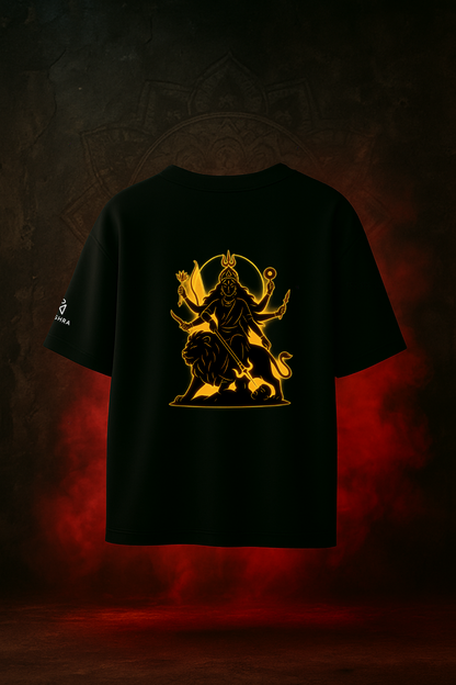 Shakti Glow Tee – जय मातादी + Durga Silhouette