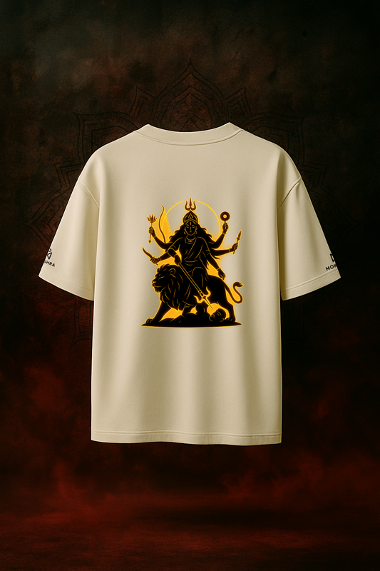 Shakti Glow Tee – जय मातादी + Durga Silhouette