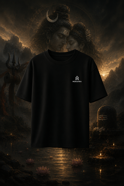 Shiv Shakti Harmony Oversized T-Shirt | Premium 260 GSM Cotton