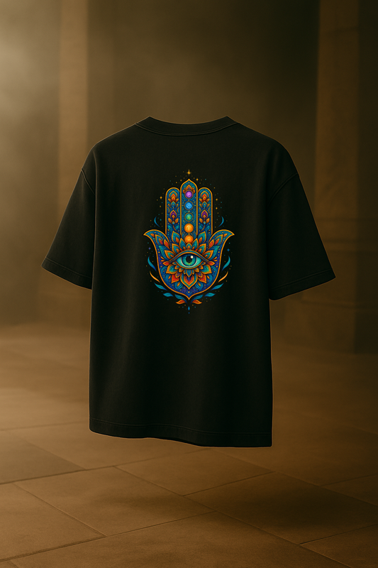 Hamsa Vision Tee – Chakra Bloom Edition