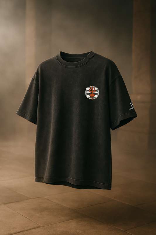 Shielded Circle Trishul Unisex Oversized T-Shirt – Sacred Symbol Streetwear